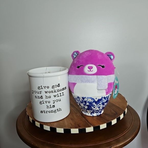 Squishmallows Other - NWT Crisanta The Bear Squishmallow Scarf Purple 7in